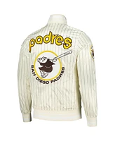 Pro Standard Men's Cream San Diego Padres Cooperstown Collection Pinstripe Retro Classic Satin Full-Snap Jacket