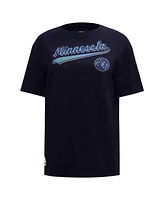 Pro Standard Women's Navy Minnesota Timberwolves Script Boyfriend T-Shirt