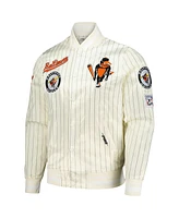 Pro Standard Men's Cream Baltimore Orioles Cooperstown Collection Pinstripe Retro Classic Satin Full-Snap Jacket