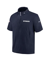 Nike Men's Navy Dallas Cowboys 2024 Sideline Coach Short Sleeve Half-Zip Hoodie Jacket