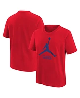 Jordan Big Boys and Girls Red Philadelphia 76ers Essential Jump man Logo T-Shirt