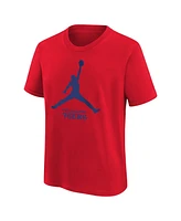 Jordan Big Boys and Girls Red Philadelphia 76ers Essential Jump man Logo T-Shirt