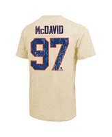 Majestic Threads Men's Connor McDavid Cream Edmonton Oilers Dynasty Name Number Tri-Blend T-Shirt