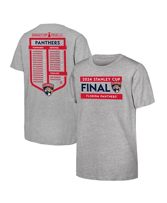 Fanatics Big Boys and Girls Heather Gray Florida Panthers 2024 Stanley Cup Final Roster T-Shirt