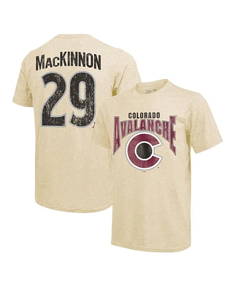 Majestic Threads Men's Nathan MacKinnon Cream Colorado Avalanche Dynasty Name Number Tri-Blend T-Shirt