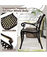 Costway Cast Aluminum Patio Chairs Outdoor Dining with Armrests & Curved Seats
