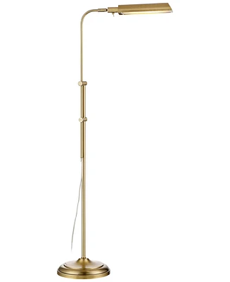 Culver Traditional Pharmacy Floor Lamp Standing Led Adjustable Height Plated 57" Tall Aged Brass Metal Shade Pole Light for Living Room Reading House