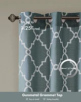Madison Park Saratoga Fretwork Print Grommet Top Window Curtain Panel