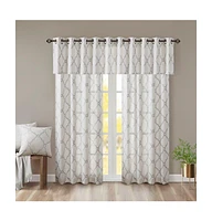Madison Park Saratoga Fretwork Print Grommet Top Window Valance for Bedroom, 18 inch valances for windows for Living Room, Width 50 length 18 inches,