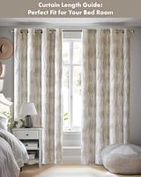 SunSmart Victorio Jacquard Total Blackout Curtain Panel for bedroom, Silver grommet top fit up to 1.25 inches rod Single Living Room