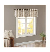 Madison Park Saratoga Fretwork Print Grommet Top Window Valance for Bedroom, 18 inch valances windows Living Room, Width 50 length inches,