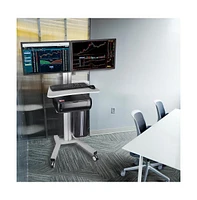 Yescom Desktop Pc Mobile Cart for Dual Monitor Wheel Printer Computer Desk Workstation