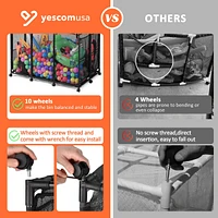 Yescom Metal Frame 10 Wheels Rolling Mesh Pool Storage Bin Xx-Large Double Decker with Noodle Holder Pool Float Storage Organizer, Upgrade Sturdy Conn