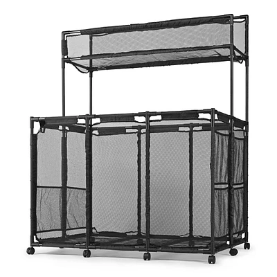 Yescom Metal Frame 10 Wheels Rolling Mesh Pool Storage Bin Xx-Large Double Decker with Noodle Holder Pool Float Storage Organizer, Upgrade Sturdy Conn
