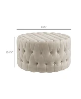 Homcom Button Tufted Ottoman Foot Stool with Velvet-feel Upholstery