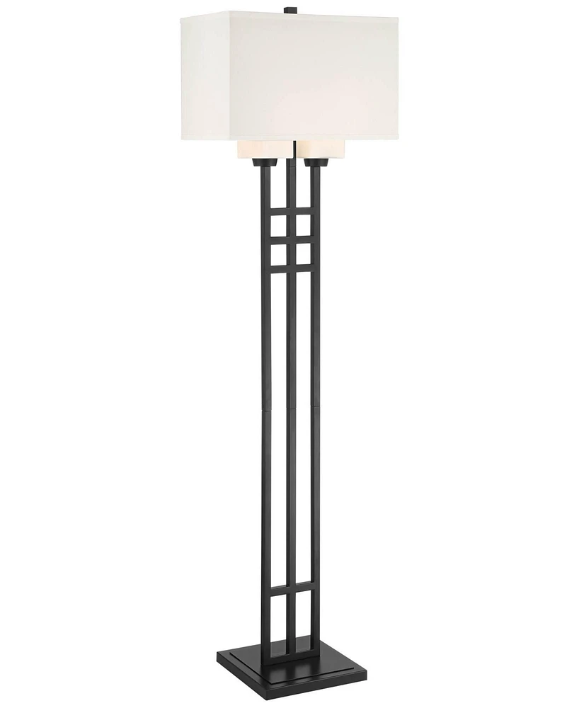 Franklin Iron Works Winslow Modern Industrial Floor Lamp 64" Tall Matte Black Metal 2