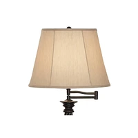 Regency Hill Traditional Adjustable Swing Arm Floor Lamp 58" Tall Painted Restoration Black Bronze Swirl Font Faux Silk Beige Drum Shade for Living Ro
