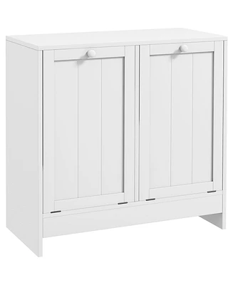 kleankin Tilt-out Laundry Storage Cabinet with 2 Hamper Compartments, White