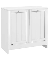 kleankin Tilt-out Laundry Storage Cabinet with 2 Hamper Compartments, White