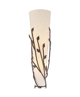 Franklin Iron Works Folia Industrial Rustic Modern Floor Lamp Standing 66" Tall Oil Rubbed Bronze Vine Metal Tapering Linen Cone Shade for Living Room