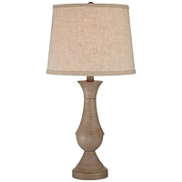 Regency Hill Avery Rustic Traditional Touch Table Lamps 25" High Set of 2 with Usb Charging Port Led Faux Wood Beige Drum Shades for Living Room Desk