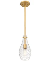 Possini Euro Design Rosie Soft Gold Mini Pendant 5 1/2" Wide Modern Swirl Textured Clear Glass Shade Fixture for Dining Room House Home Foyer Kitchen