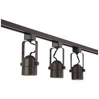 Pro Track Layna 3-Head Led Ceiling or Wall Track Light Fixture Kit Linear Bullet Spot-Light GU10 Dimmable Brown Bronze Finish Metal Modern Kitchen Bat