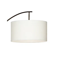 Possini Euro Design Raymond Modern Arched Floor Lamp Standing 69" Tall Bronze Brown Metal Slim Profile Off-White Linen Drum Shade Adjustable Boom Arm