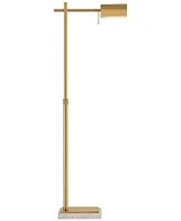 Possini Euro Design Gazette Traditional Pharmacy Floor Lamp Standing 60" Tall Warm Gold Adjustable Height Swivel Head Metal Shade Decor for Living Fam