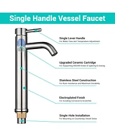 Yescom 12" Modern Bathroom Lavatory Vessel Sink Faucet Single Handle Brushed Nickel