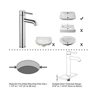 Yescom 12" Modern Bathroom Lavatory Vessel Sink Faucet Single Handle Brushed Nickel