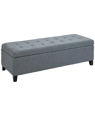 Homcom 50" Lift Top Storage Ottoman Tufted Fabric Shoe Bench Footrest Stool Seat