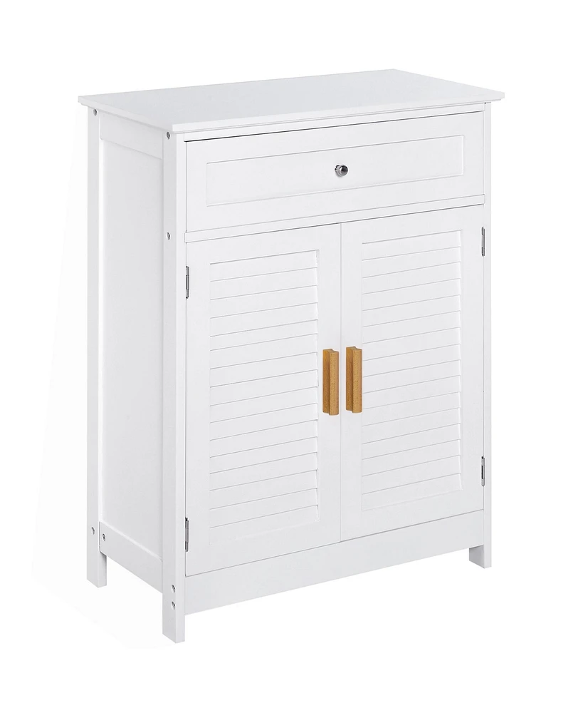 Kleankin Bathroom Storage Cabinet with Double Shutter Door and Drawer, Toilet Vanity Cabinet, Narrow Organizer, White