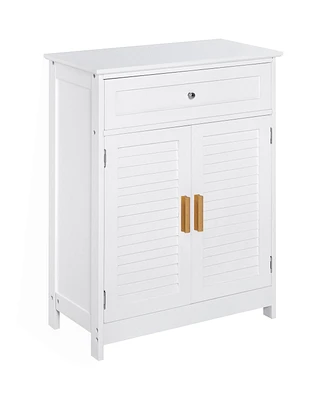 Kleankin Bathroom Storage Cabinet with Double Shutter Door and Drawer, Toilet Vanity Cabinet, Narrow Organizer, White