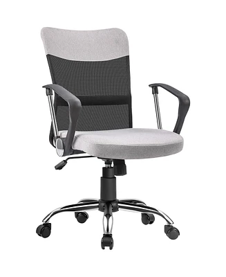 Vinsetto Computer Office Chair w/Linen Fabric and Breathable Mesh Backrest, Grey