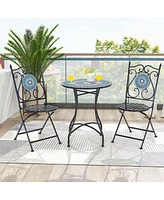 Costway Set of Mosaic Chairs for Patio with Decorative Backrest Heavy-Duty Frame