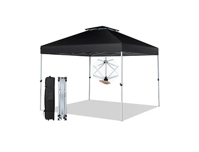 Slickblue 2-Tier 10 x 10 Feet Pop-up Canopy Tent with Wheeled Carry Bag