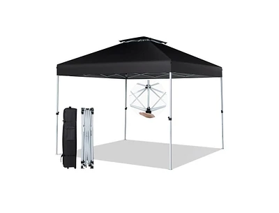 Slickblue 2-Tier 10 x Feet Pop-up Canopy Tent with Wheeled Carry Bag