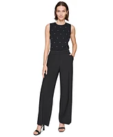 Karl Lagerfeld Women's High-Waist Wide-Leg Pants