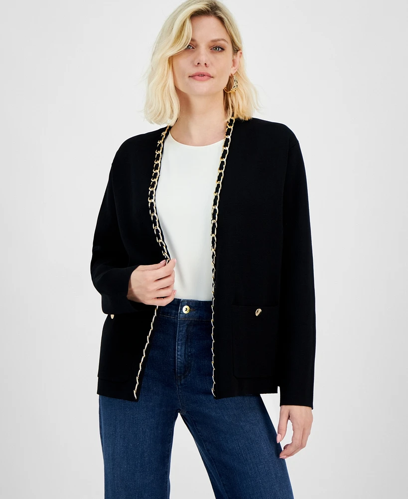 I.n.c. International Concepts Petite Chain-Trim Cardigan, Created for Macy's