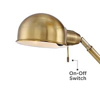 Dawson Traditional Farmhouse Task Pharmacy Light Floor Lamp Standing 55" Tall Antique Brass Metal Adjustable Balance Boom Arm Gold Shade Decor fo