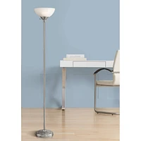 360 Lighting Maddox Modern Torchiere Floor Lamp 71" Tall Satin Nickel Silver Slim Profile Alabaster Glass Shade Pole Light for Living Room Reading Hou