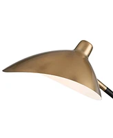 360 Lighting Colborne Mid Century Modern Industrial Desk Table Lamp Led with Usb Charging Port 28" Tall Antique Brass Black for Living Room Bedroom Ho