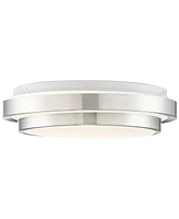 360 Lighting Averson Modern Close To Ceiling Light Flush Mount Fixture 13 1/2" Wide Led Dimmable Silver Double Tier White Diffuser Bedroom Hallway Liv