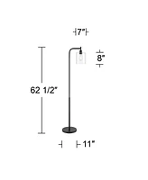 360 Lighting Karis Modern Downbridge Floor Lamp 62 1/2" Tall Matte Black Metal Clear Glass Shade for Living Room Reading Bedroom Bedside Office Family