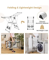 Costway 2-Layer Space-saving Aluminum Drying Rack Collapsible Clothes Drying Rack