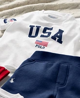 Polo Ralph Lauren Baby Boys Team Usa Jersey T-Shirt & Fleece Shorts, 2 Piece Set