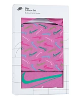 Nike Newborn Girls Printed Bodysuit, Headband and Bib Set