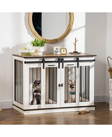 PawHut Modern Dog Crate End Table with Divider Panel, Dog Crate Furniture for Large Dog