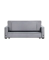 Homelegance White Label Gainesville 84" Convertible Sofa with Hidden Storage, Cup Holders and Usb charging ports